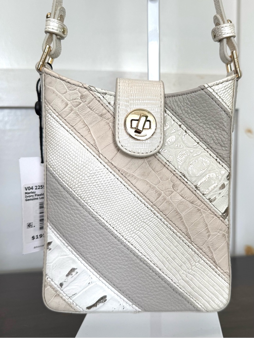 NWT Leather Melbourne Brahmin Marley Ivory Flashback Crossbody